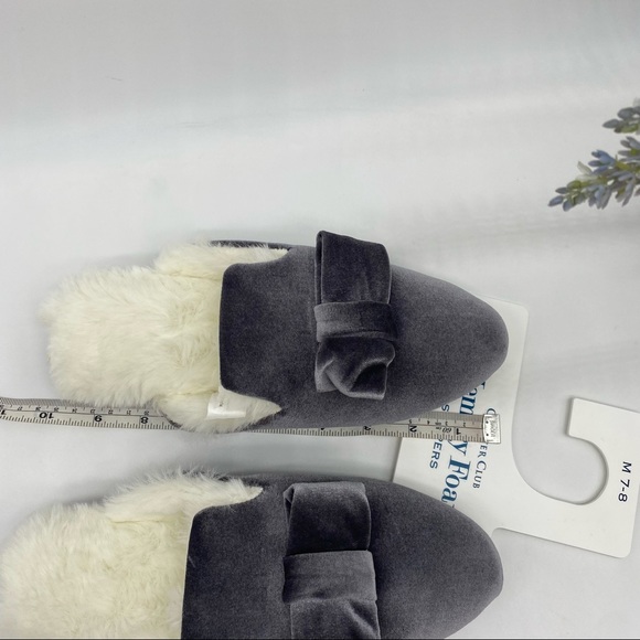 Charter Club
Women's Velvet Bow Slippers With Faux Fur in Grey - Picture 2 of 9